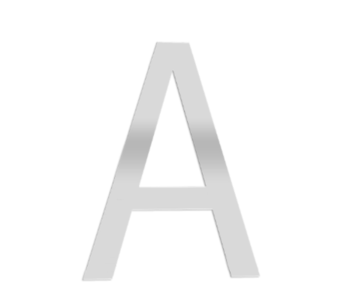 Technische Zeichnung des Produkts 2D Buchstabe direkt an die Wand mit dem Buchstaben "A"