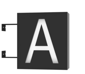 Technical drawing of the product Neon mounted directly on the wall with the letter "A".