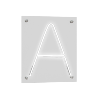 Technical drawing of the product Neon mounted directly on the wall with the letter "A".